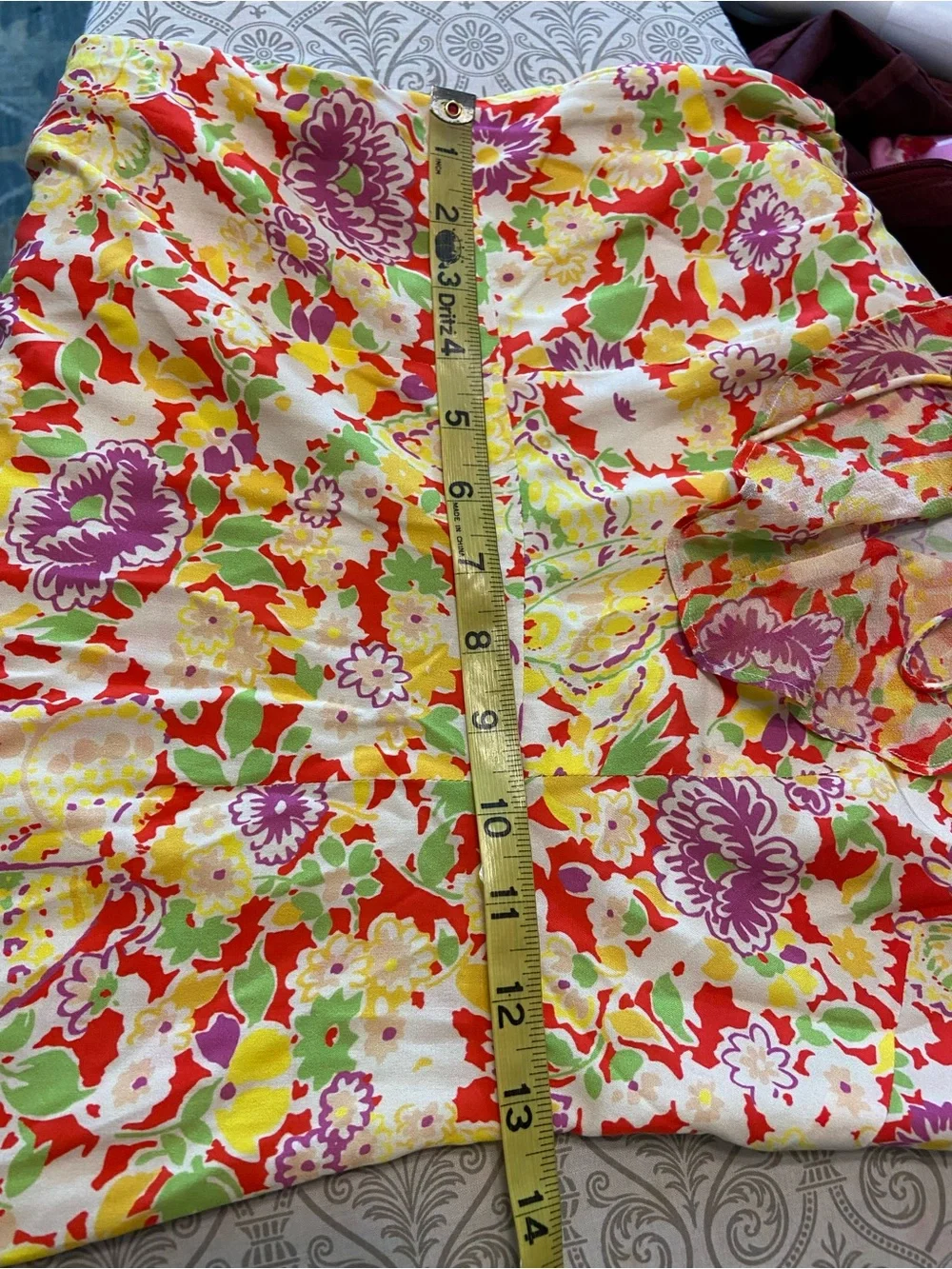 RIXO Jenna Red Summer Meadow Yellow Floral Maxi/Midi Dress Ruffle Sz 2